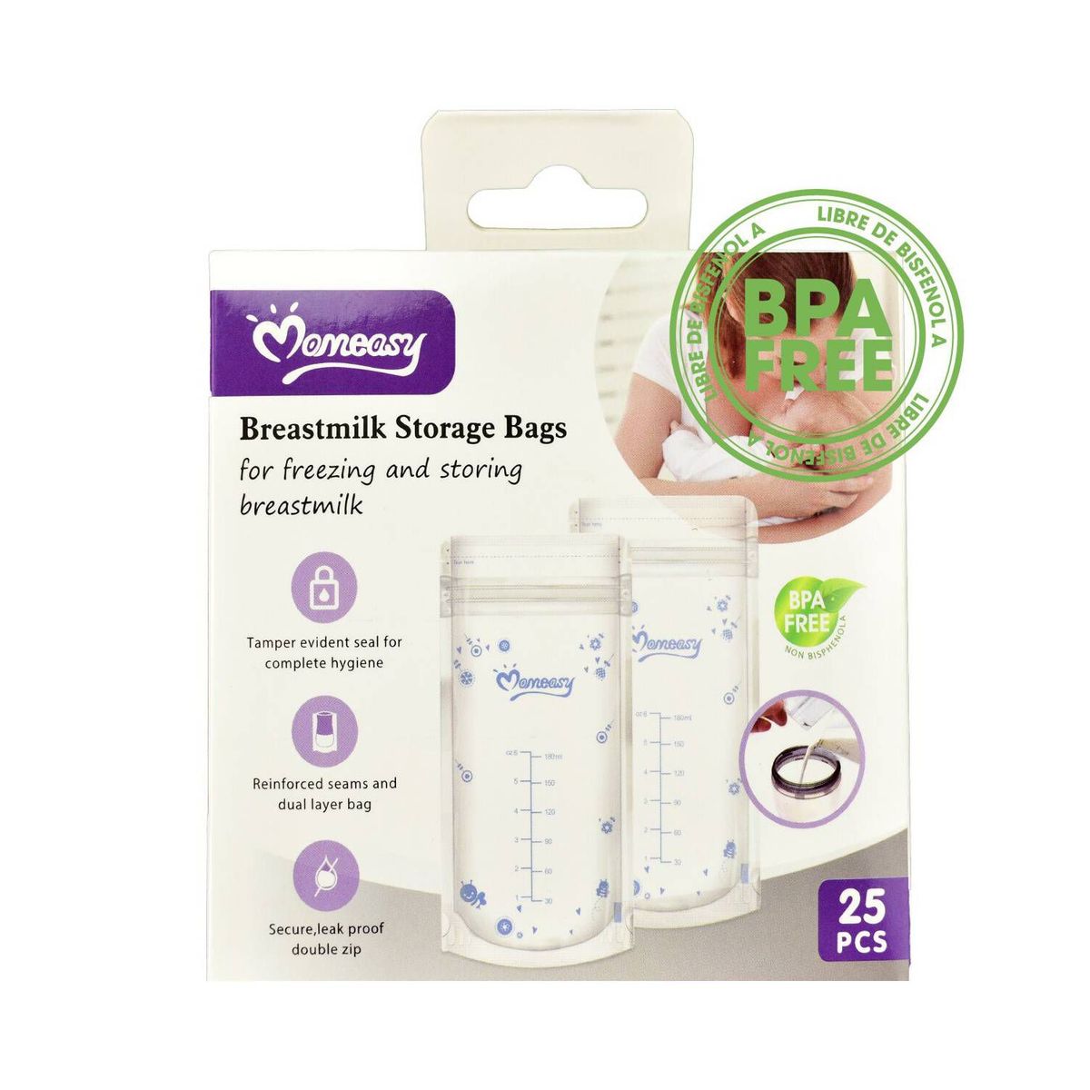 MUNDO BEBE - Bolsas recolectoras de leche materna para bebé x 25 unidades