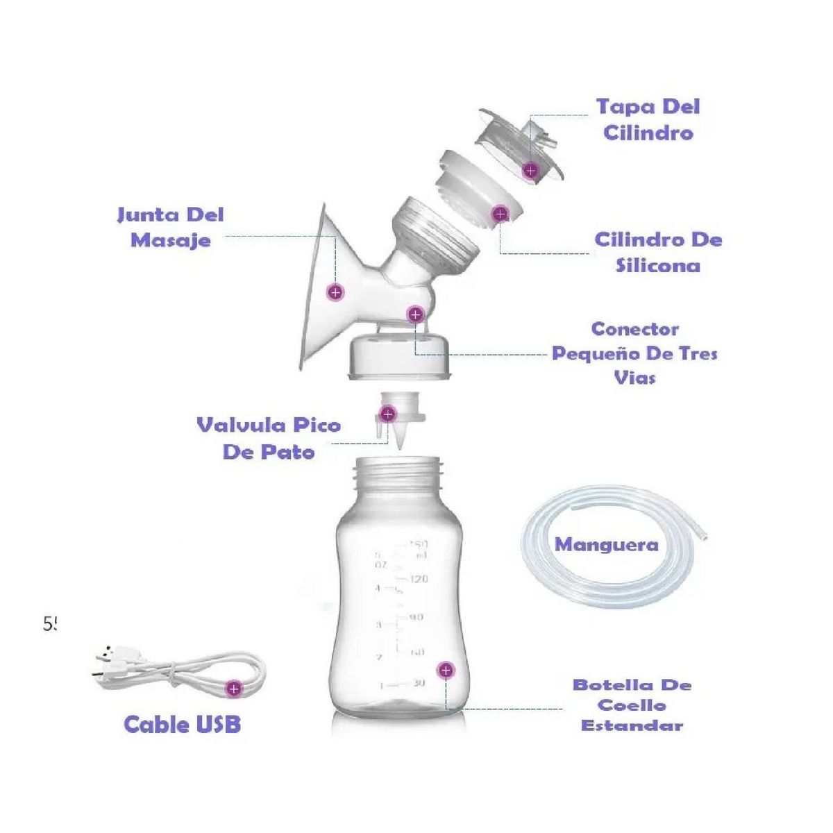 MUNDO BEBE - Extractor de leche materna eléctrico 1 seno tetero
