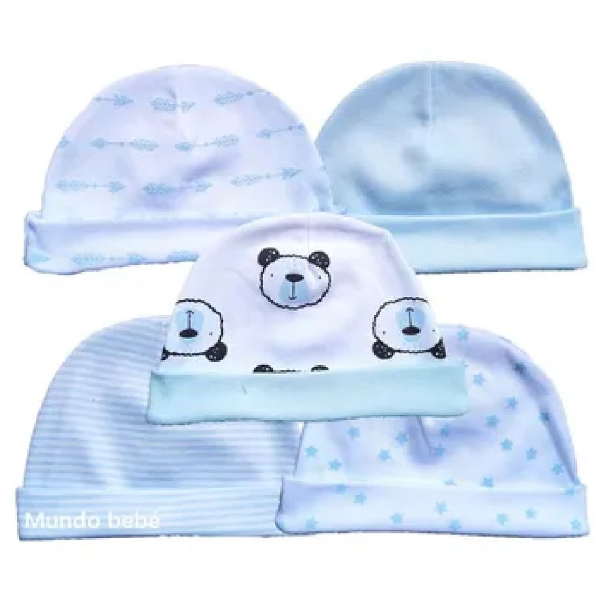 MUNDO BEBE - GORROS PARA BEBE AZUL NIÑO X5