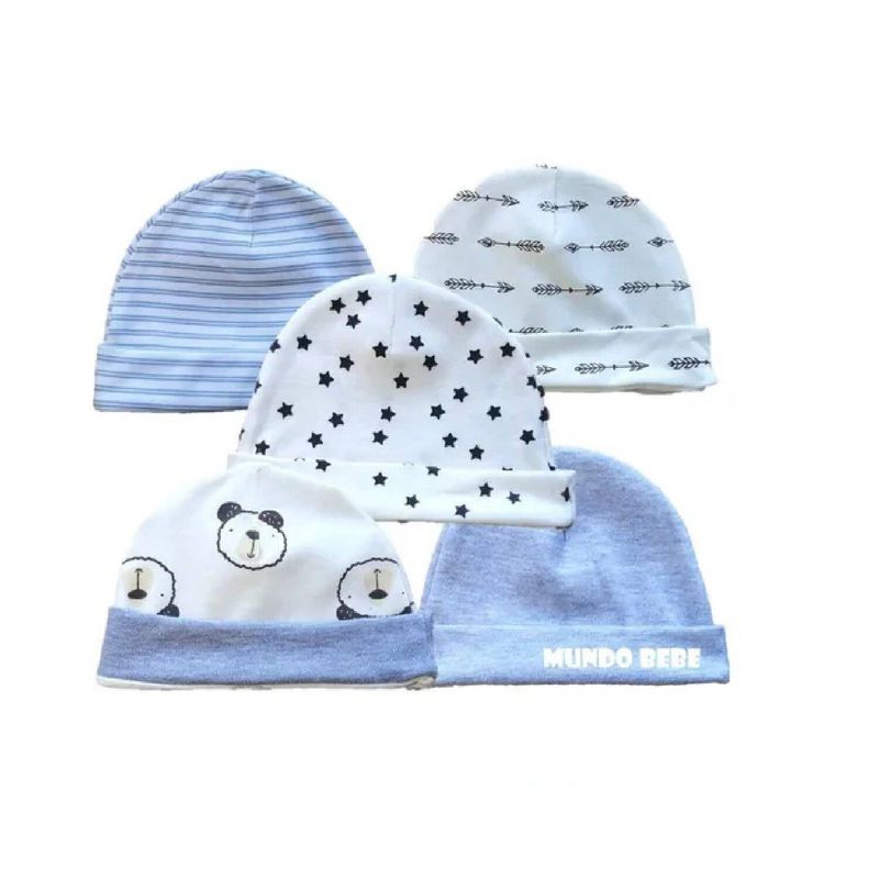 MUNDO BEBE - GORROS PARA BEBE GRIS  NIÑO X5
