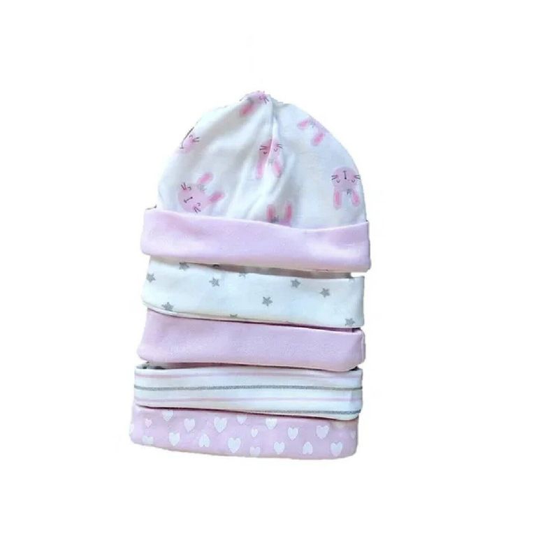 MUNDO BEBE - GORROS PARA BEBE  ROSADO  NIÑO X5