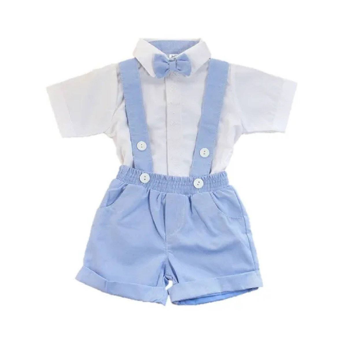 MUNDO BEBE - Conjunto TRAJE bautizo para bebe niño con tirantes corbatín..
