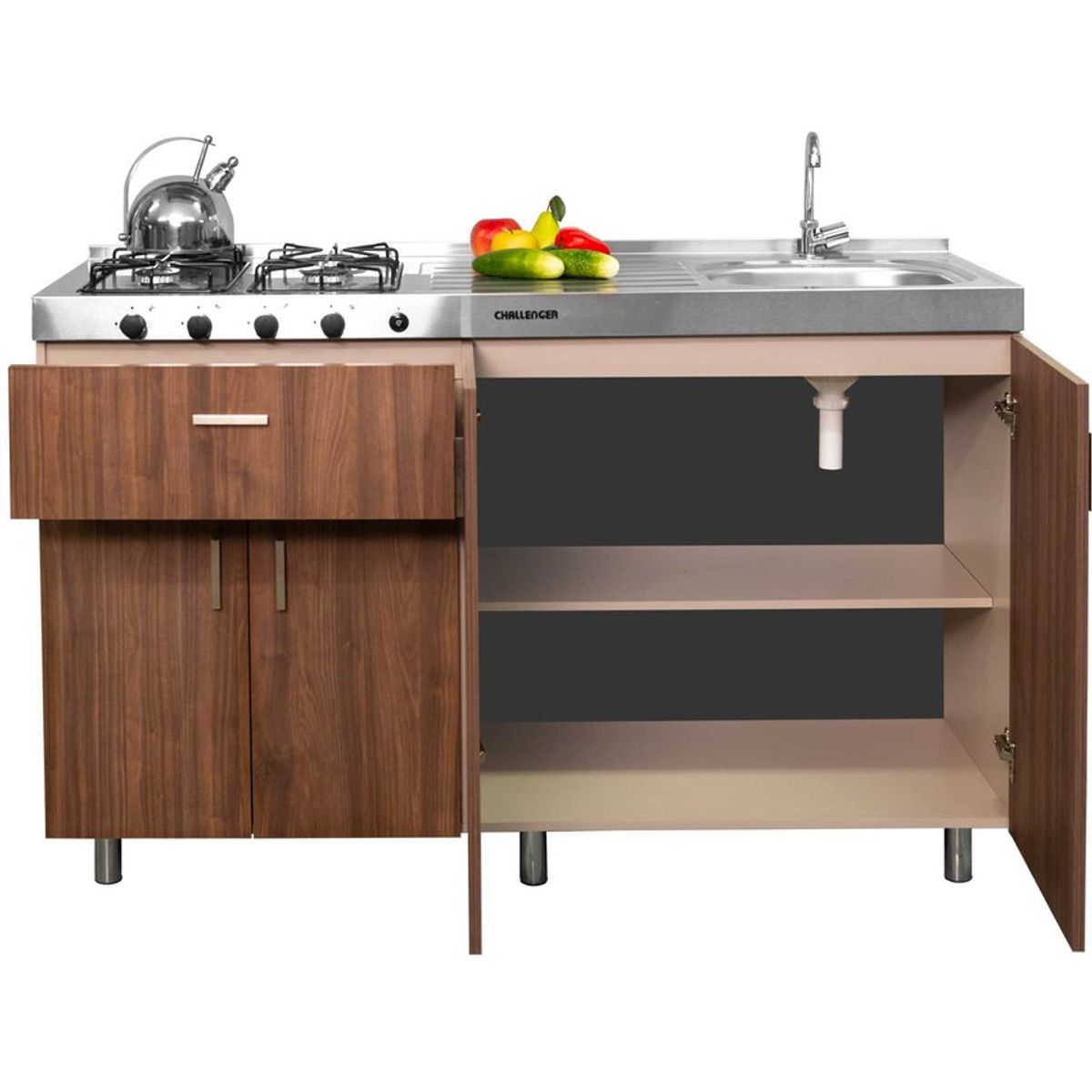 CHALLENGER - Mueble base cocina dark 150 cm 4 puertas challenger