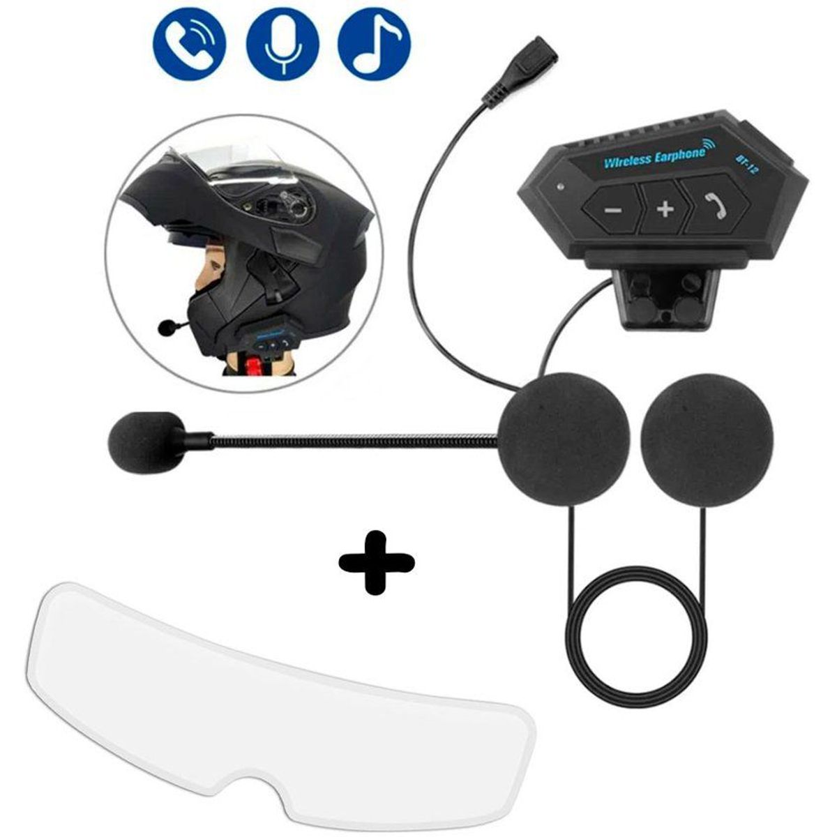 ZHOPI CO - Intercomunicador bt12 auriculares y antiempañante casco moto