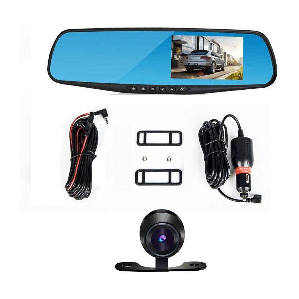 ZHOPI CO - Espejo Retrovisor Doble Camara DVR Delantera Trasera Full HD