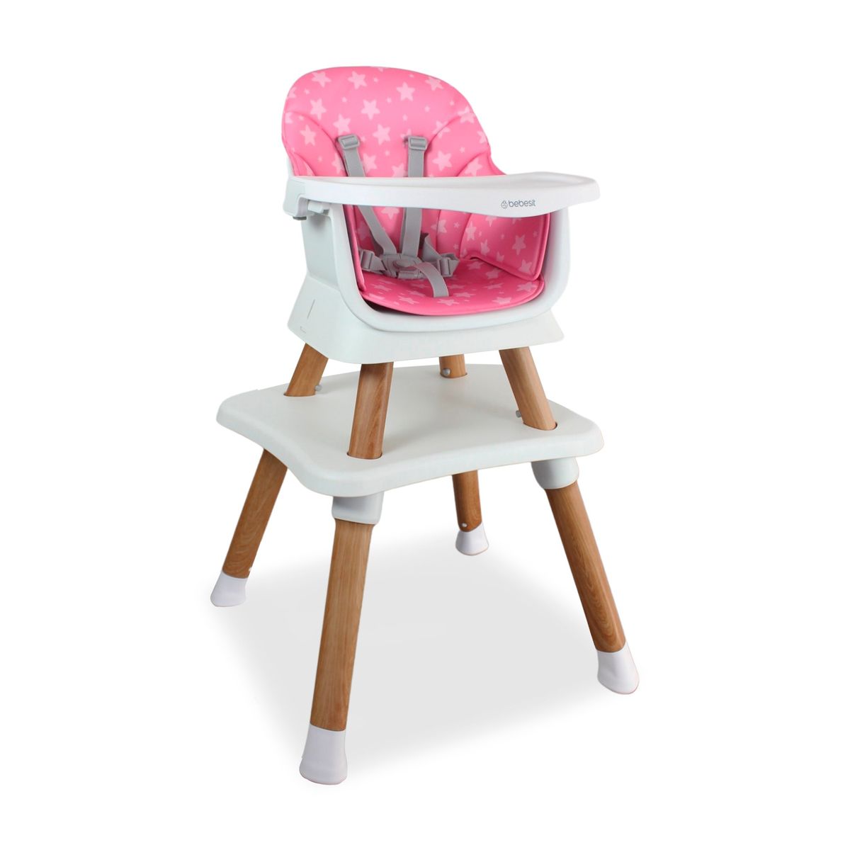 BEBESIT - Silla Comedor Escritorio Bebe 5 En 1 Multifuncional Rosa