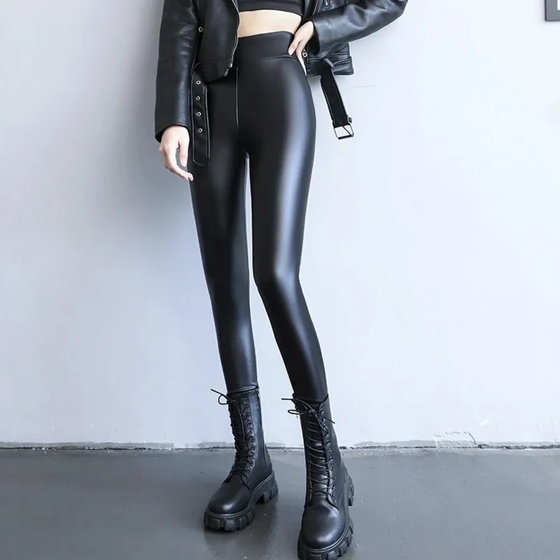 SYK - Leggins Efecto Cuero Para Mujer Negro