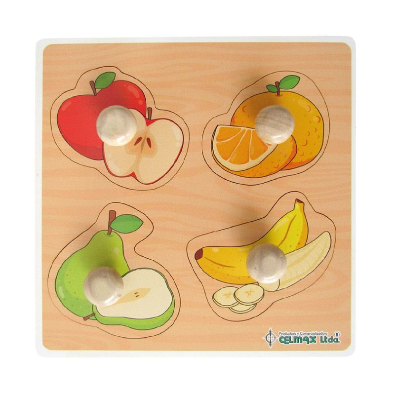 CELMAX - Encajable de botón frutas en madera para niños