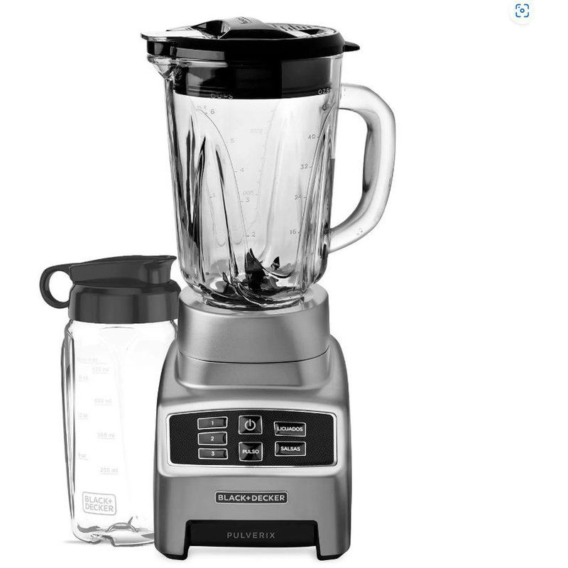 BLACK+DECKER - Licuadora pulverix, silver, 6 cuchillas, aut. 700 w, + vaso personal