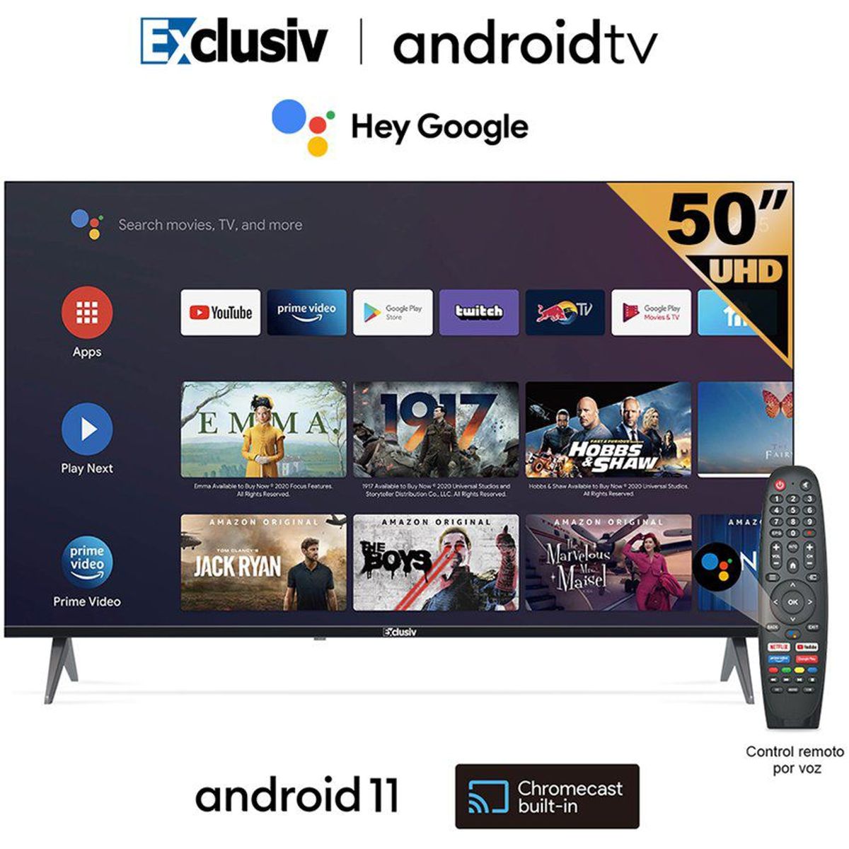EXCLUSIV - Televisor exclusiv smart tv 50 pulgadas ultra hd 4k e50v2ua 