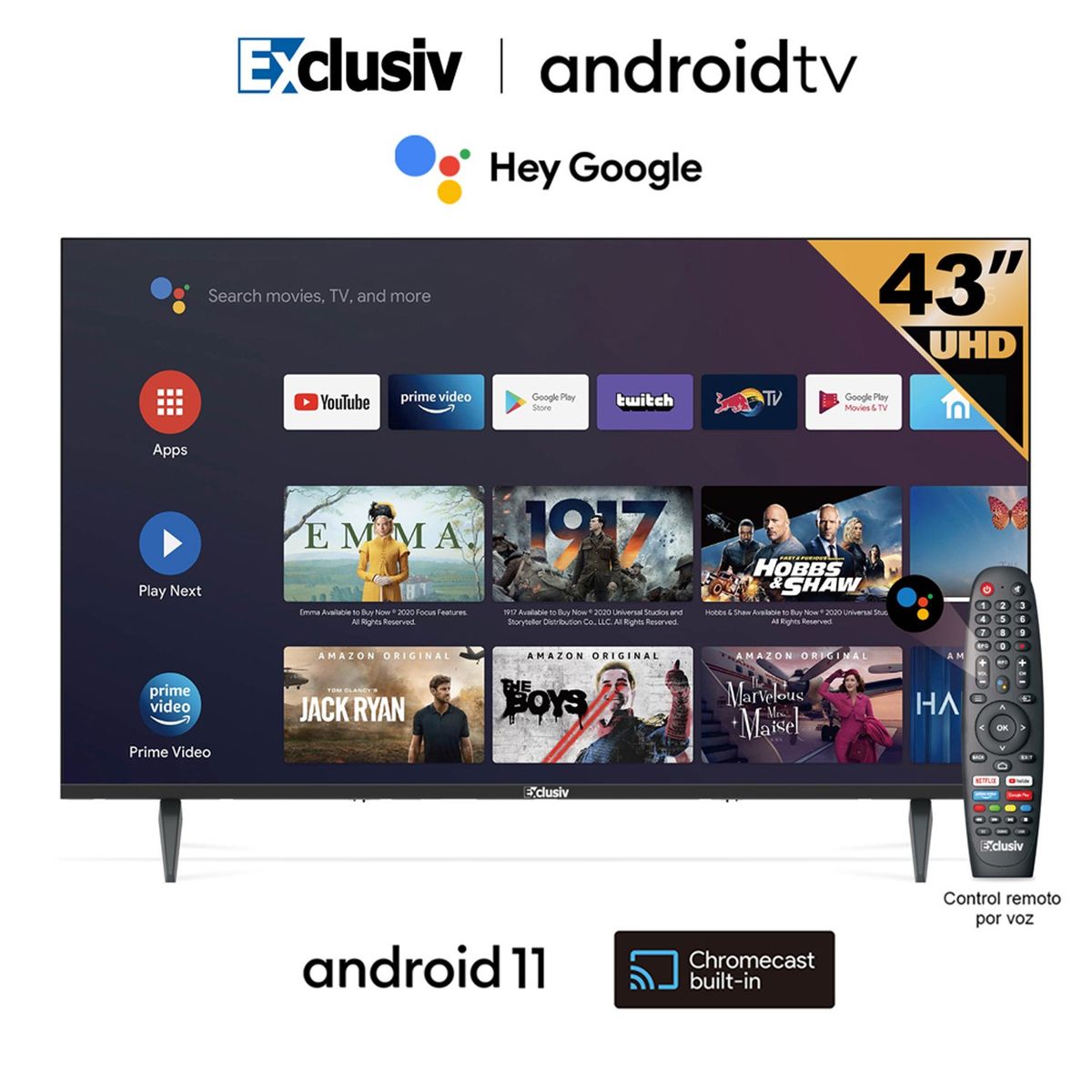 EXCLUSIV - Televisor Smart TV Exclusiv 43" Pulgadas UHD 4K LED  E43T1UA