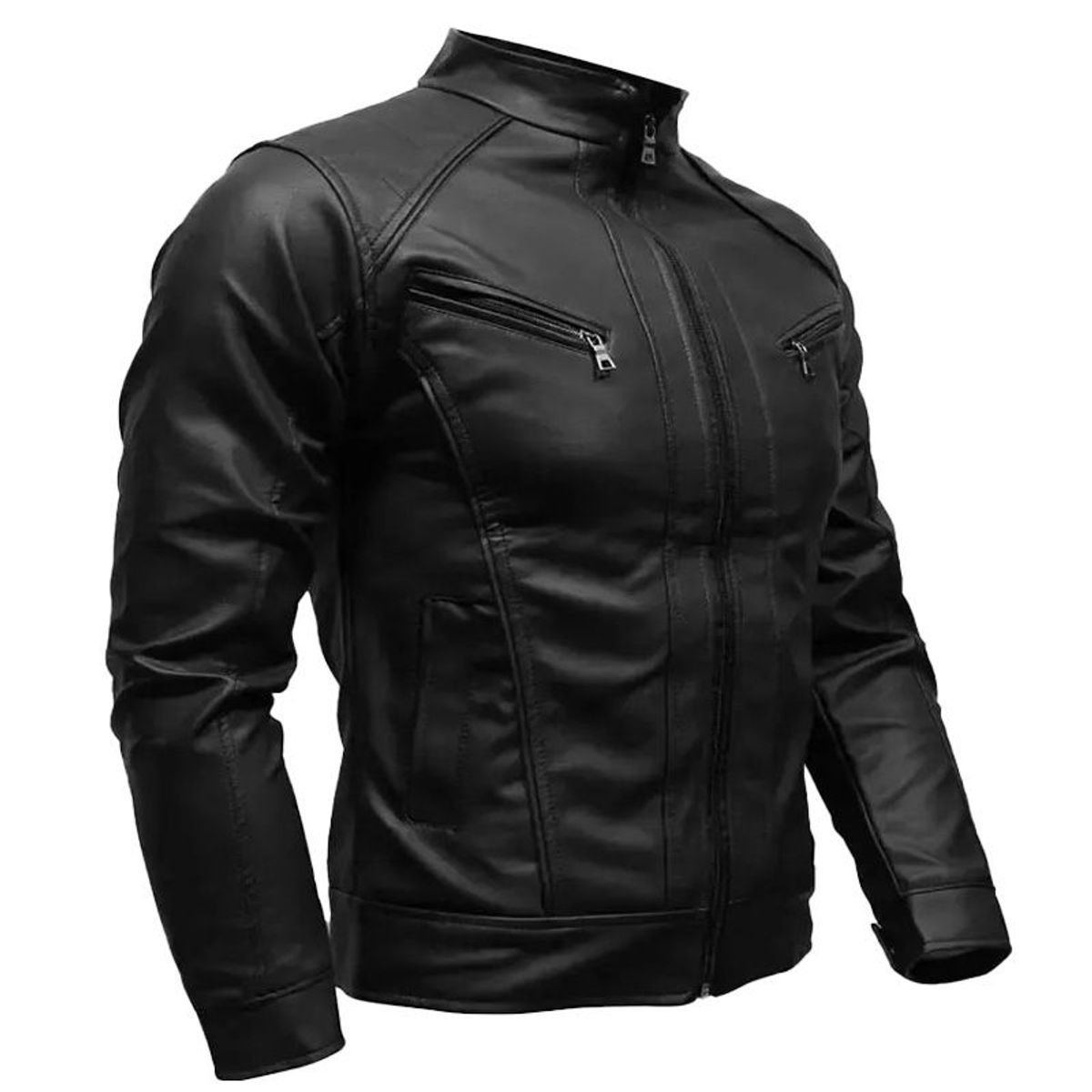 SYK - Chaqueta de cuerotex tipo slim para hombre.