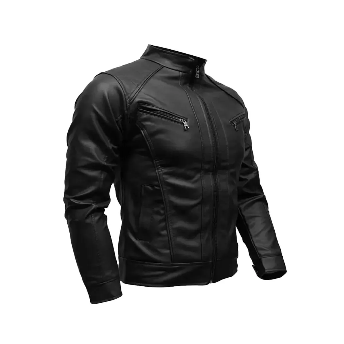 SYK - Chaqueta de cuerotex tipo slim para hombre.