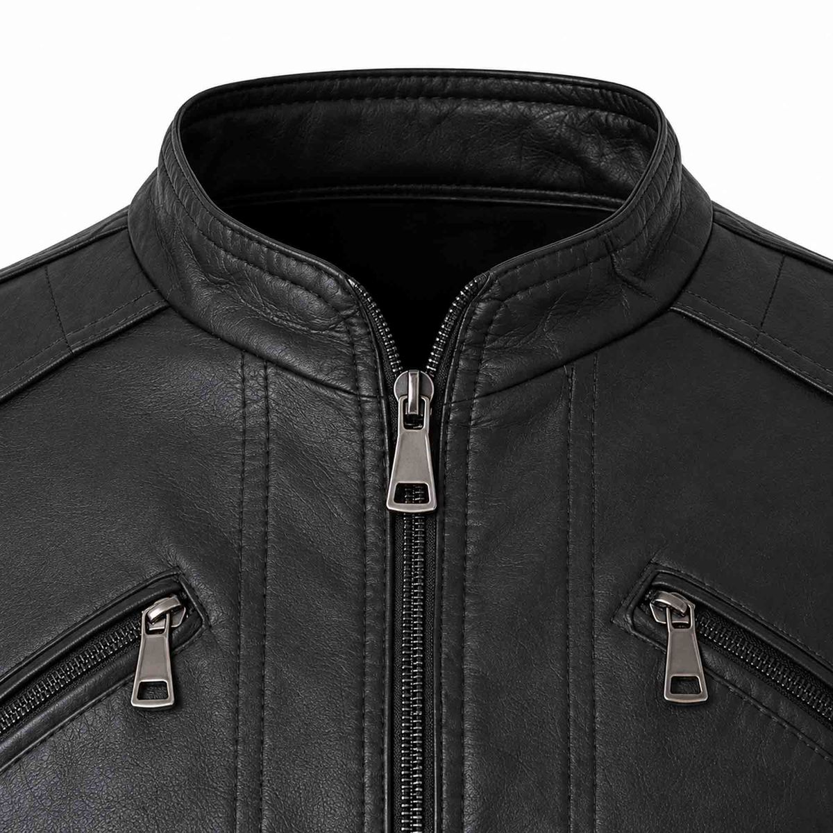 SYK - Chaqueta de cuerotex tipo slim para hombre.