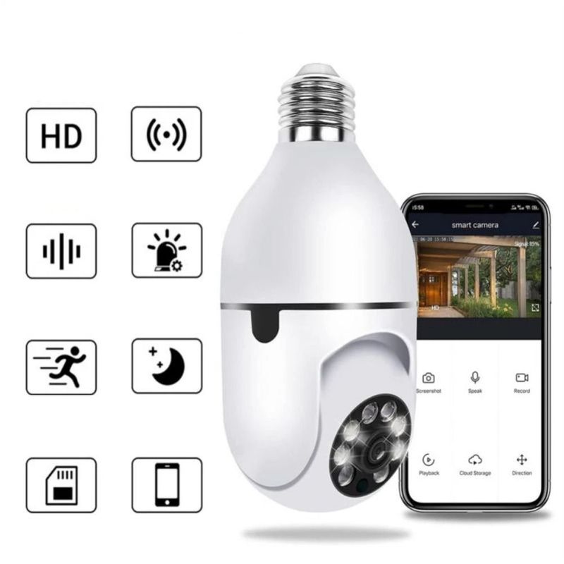 GENERICO - Camara Ip Tipo Bombillo 360º Robotica Wifi Vision Nocturna