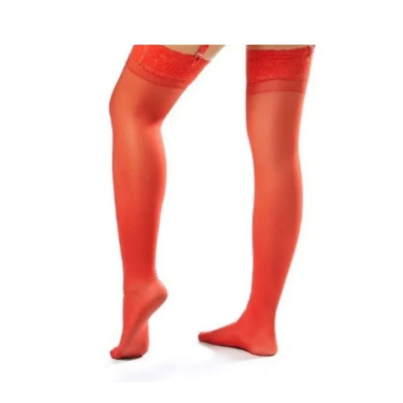 GENERICO - Medias veladas para liguero keiby Rojo L - XL