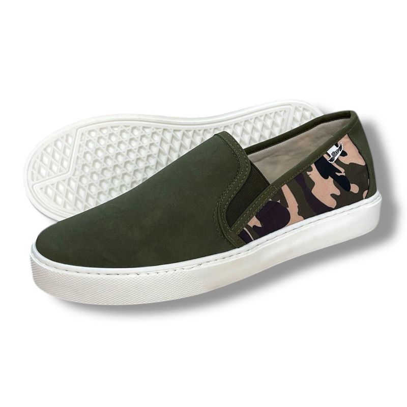 XIAN SHOES - Oxford mocasin militar verde MASCULINO