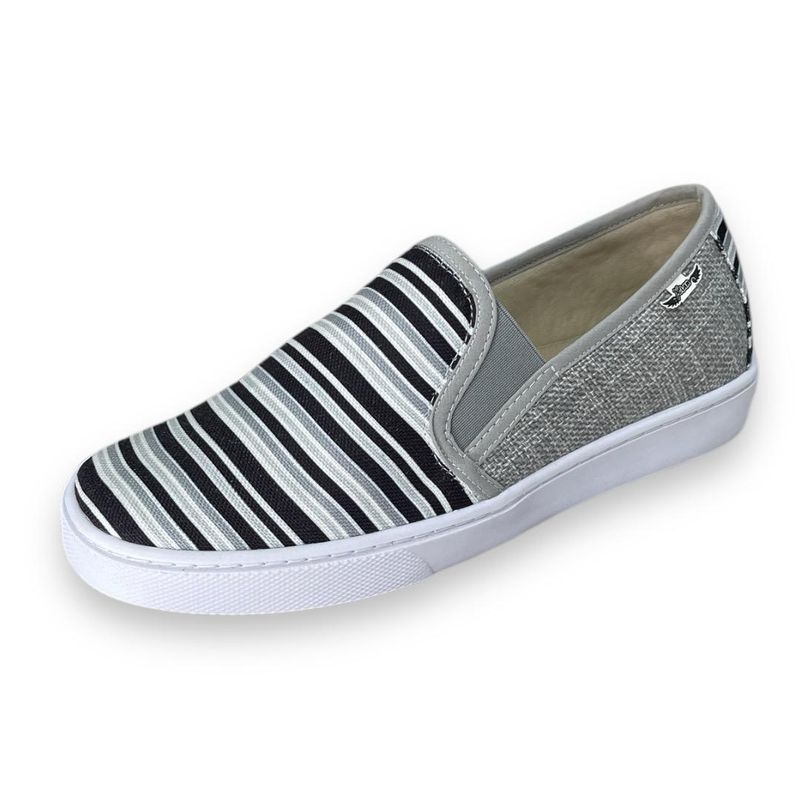 XIAN SHOES - Oxford mocasin gris rayas negras MASCULINO