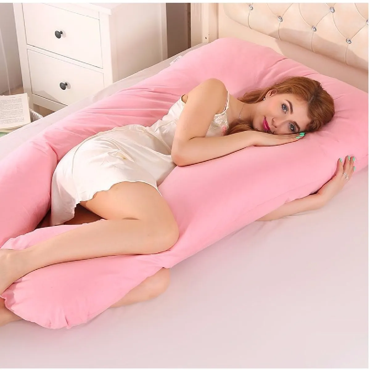 MUNDO BEBE - Almohada materna  rosa cojín para embarazo