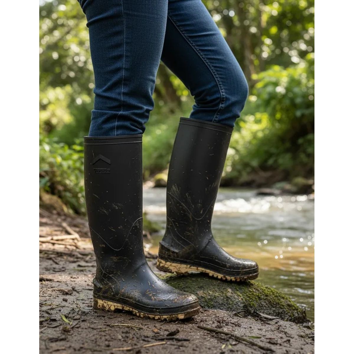 VENUS - Botas de Caucho Color Negro Marca Vereda Suela Amarilla