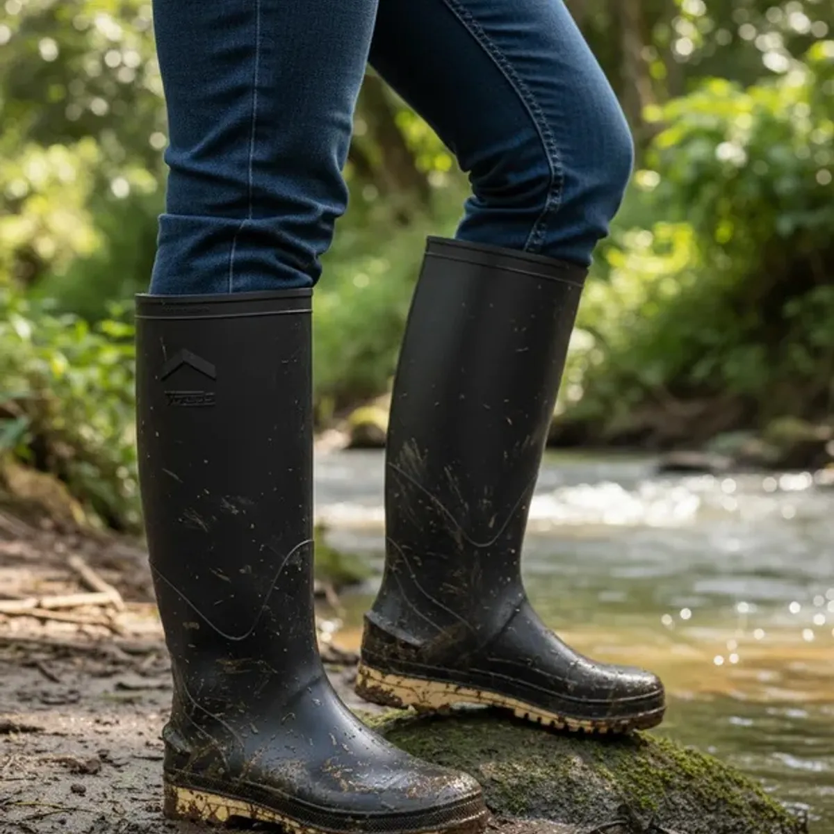 VENUS - Botas de Caucho Color Negro Marca Vereda Suela Amarilla