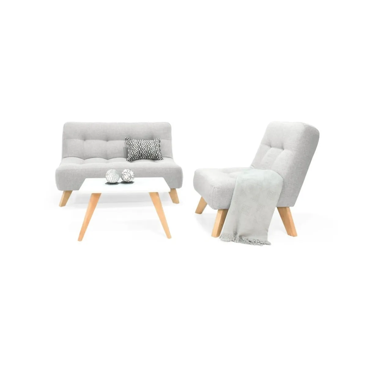 VENECIA - Sala Navara Poltrona Porto Tela Plata con Mesa de Centro Nova