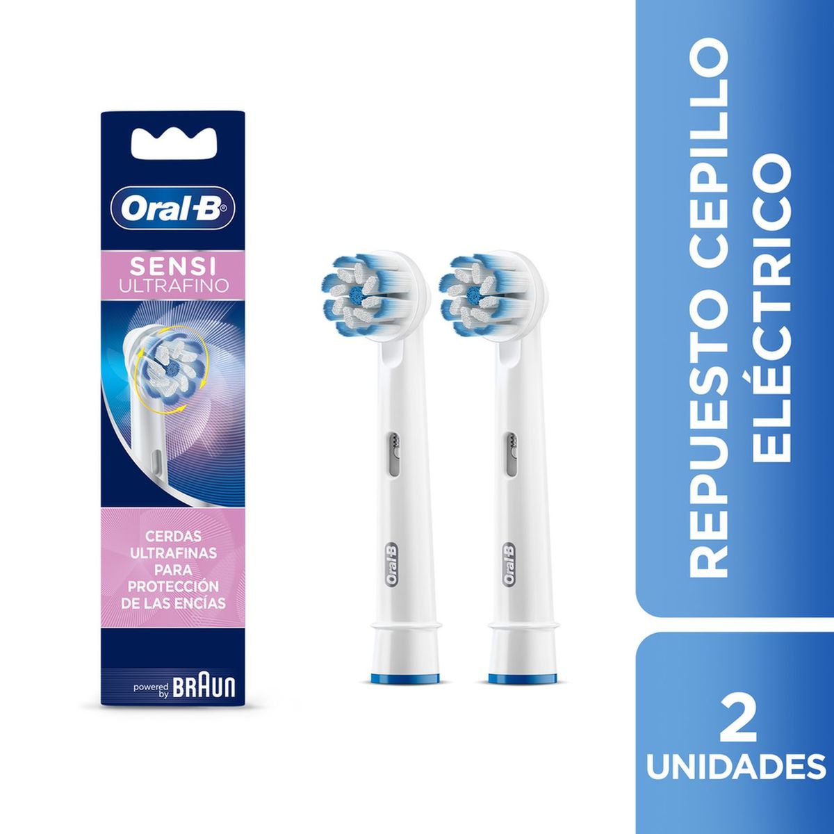 ORAL B - Cabezales De Repuesto Ultra Suave Para Cepillo Eléctrico Oral-B Sensi Ultrafino 2 Unidades