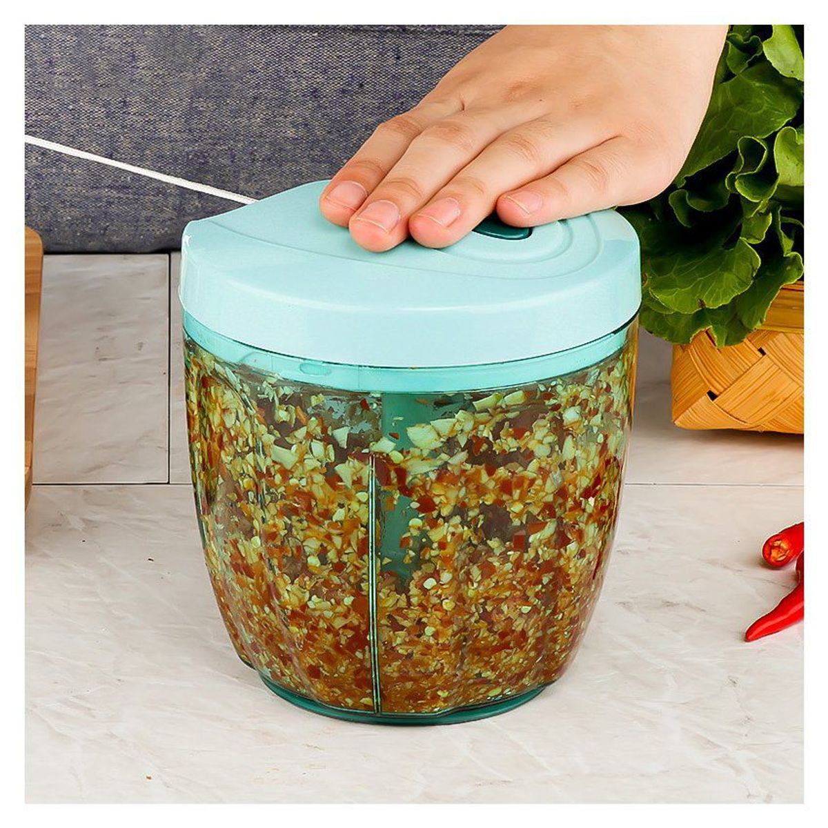 ZHOPI CO - Picador Cortador Manual Cuerda  Cuchilla 900ml