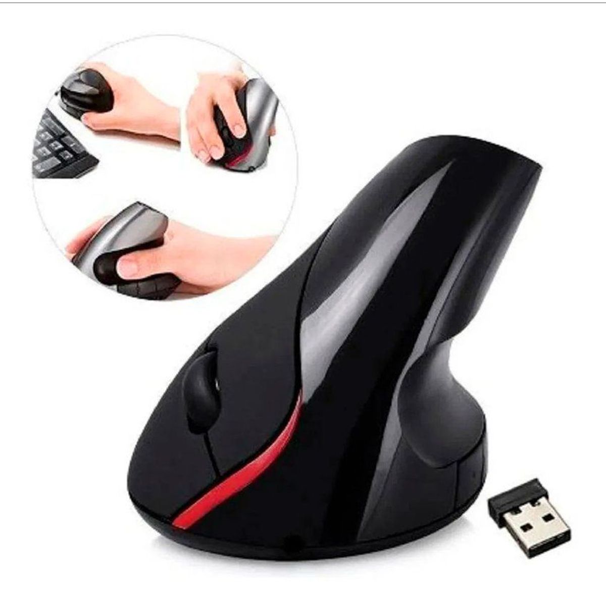 GENERICO - Mouse Vertical Ergonomico Optico Inalambrico Recargable 24g