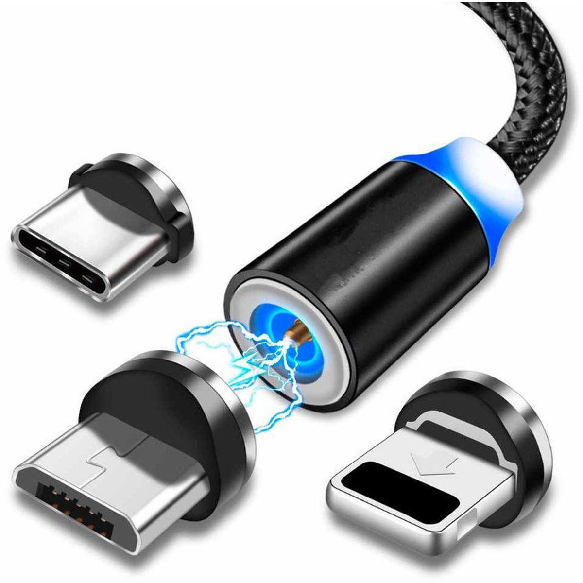 ZHOPI CO - Cable Cargador Magnetico 3 En 1 Ios Mini Usb Tipo C Carga Rapida