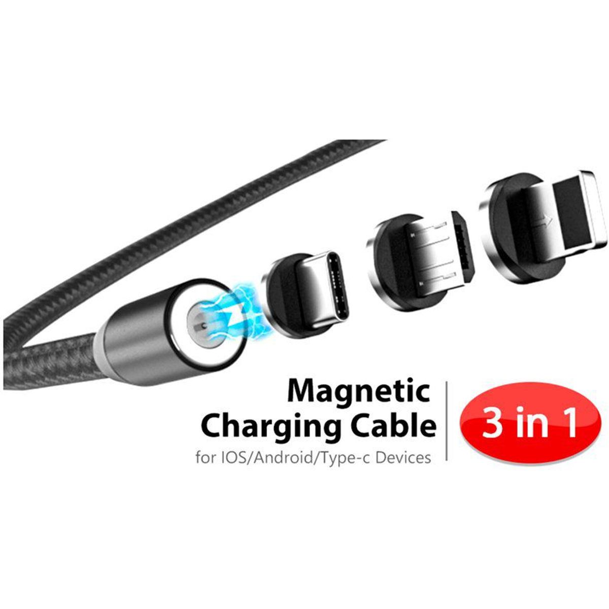 ZHOPI CO - Cable Cargador Magnetico 3 En 1 Ios Mini Usb Tipo C Carga Rapida