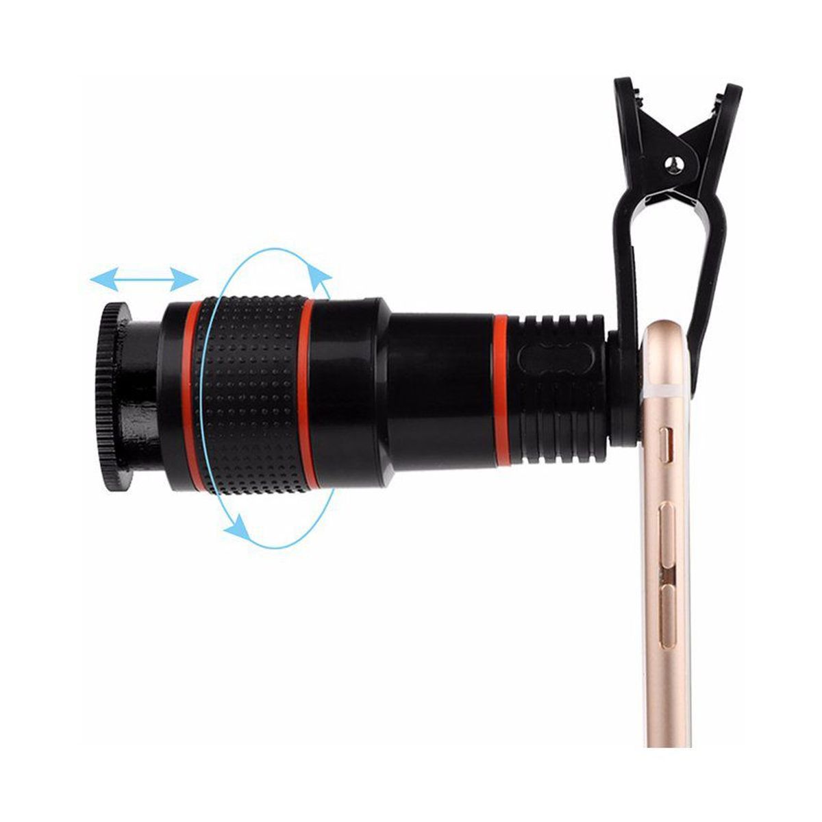 GENERICO - Lente zoom optico 12x celular tablet clip telescopio aumento
