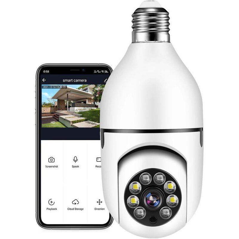ZHOPI CO - Cámara De Seguridad Wifi Bombillo Robotica Panoramica Ip 360°