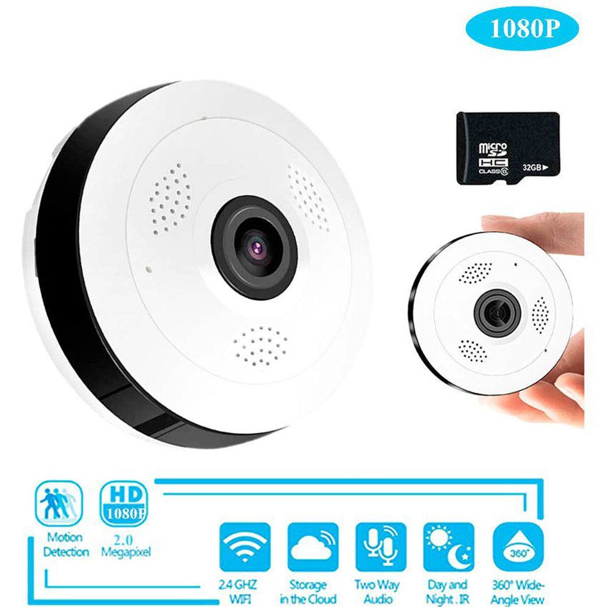 ZHOPI CO - Camara de seguridad 360 panoramica vista remota desde el celular