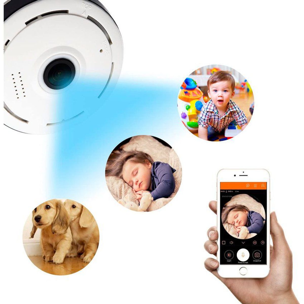 ZHOPI CO - Camara de seguridad 360 panoramica vista remota desde el celular
