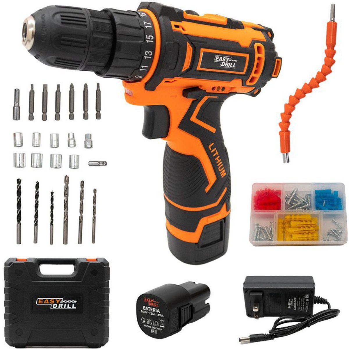 STAY ELIT - Taladro atornillador inalámbrico recargable kit accesorios-