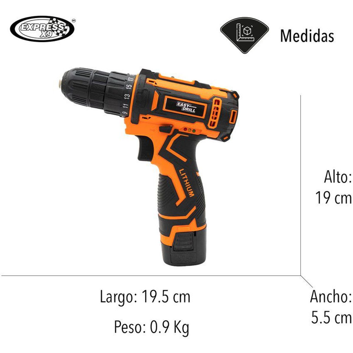 STAY ELIT - Taladro atornillador inalámbrico recargable kit accesorios-