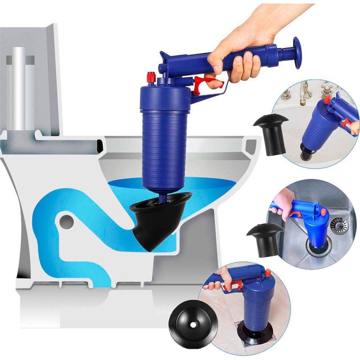 ZHOPI CO - Destapa Cañería Bomba Presión Inodoro Lavaplatos Baño Desagües