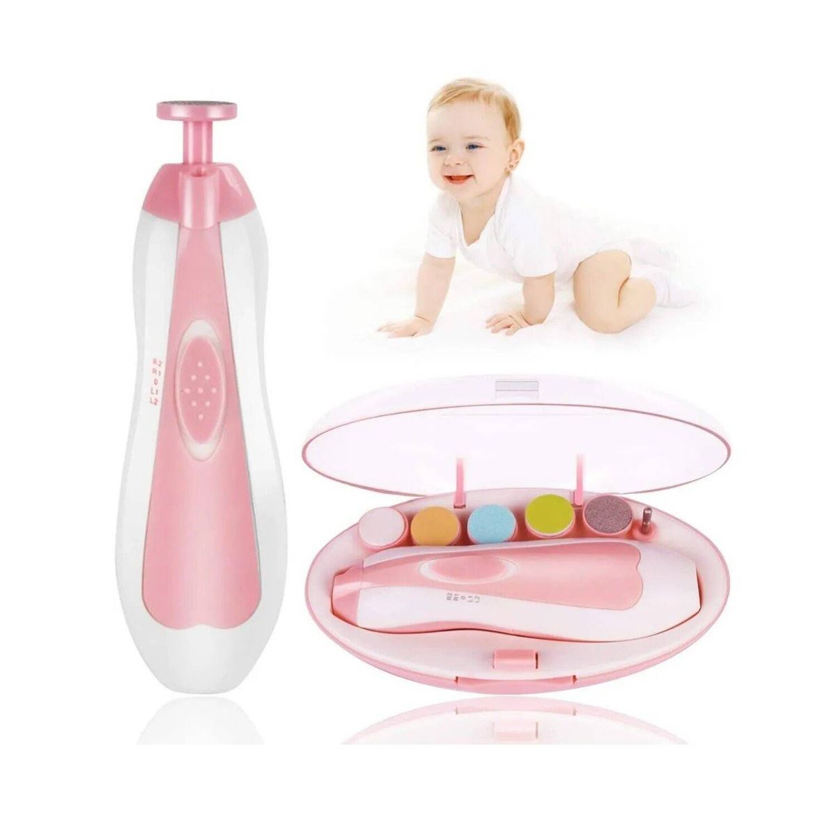 MUNDO BEBE - Lima eléctrica pulidor uñas para bebe niña rosa