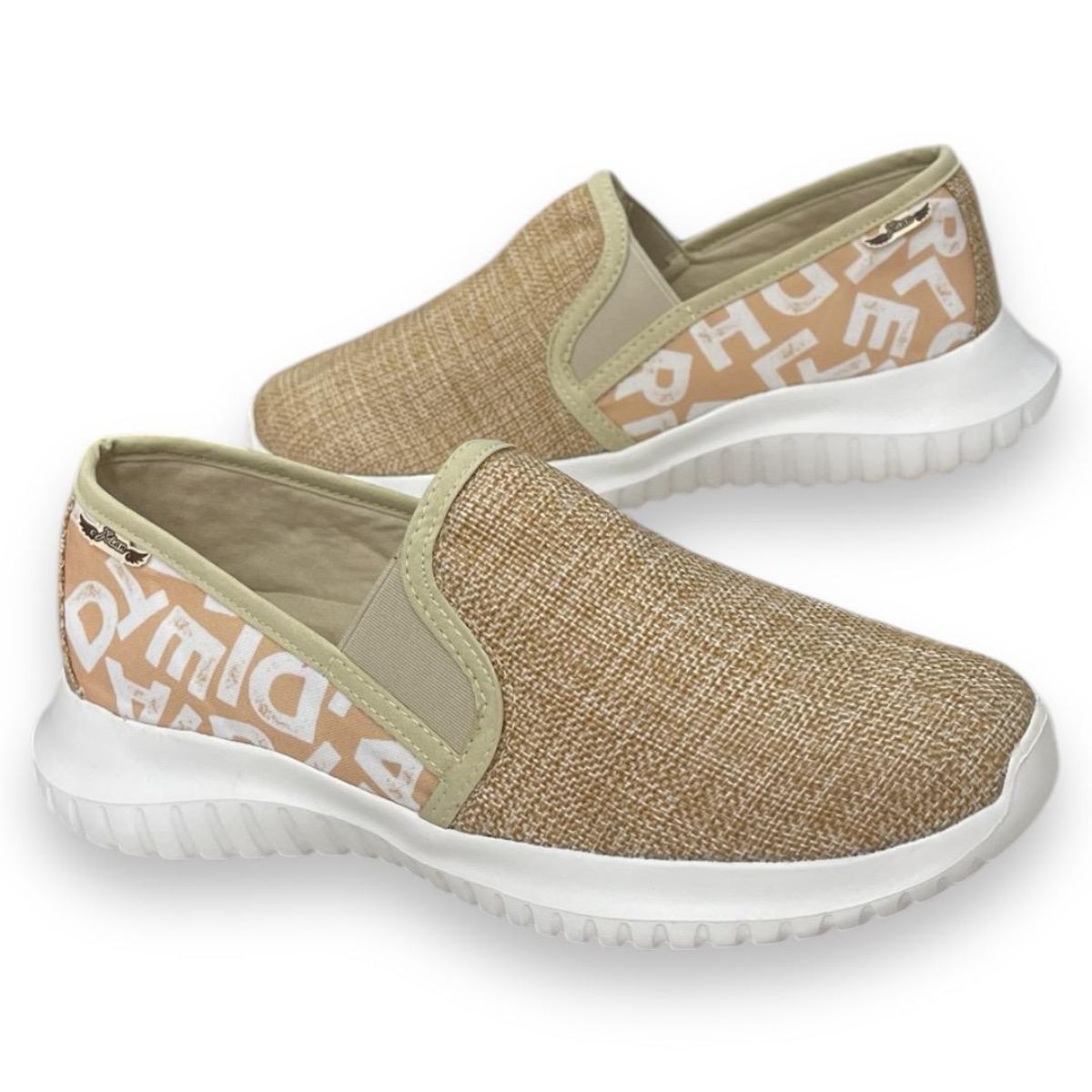 XIAN SHOES - UltraLivianos letras beige MUJER