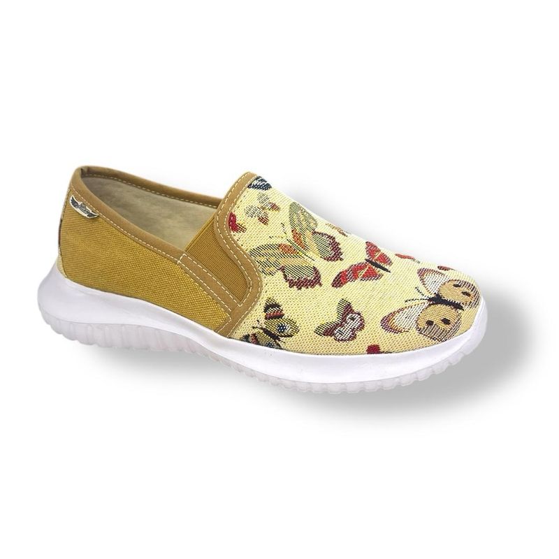 XIAN SHOES - Ultraliviano mariposas mostaza MUJER