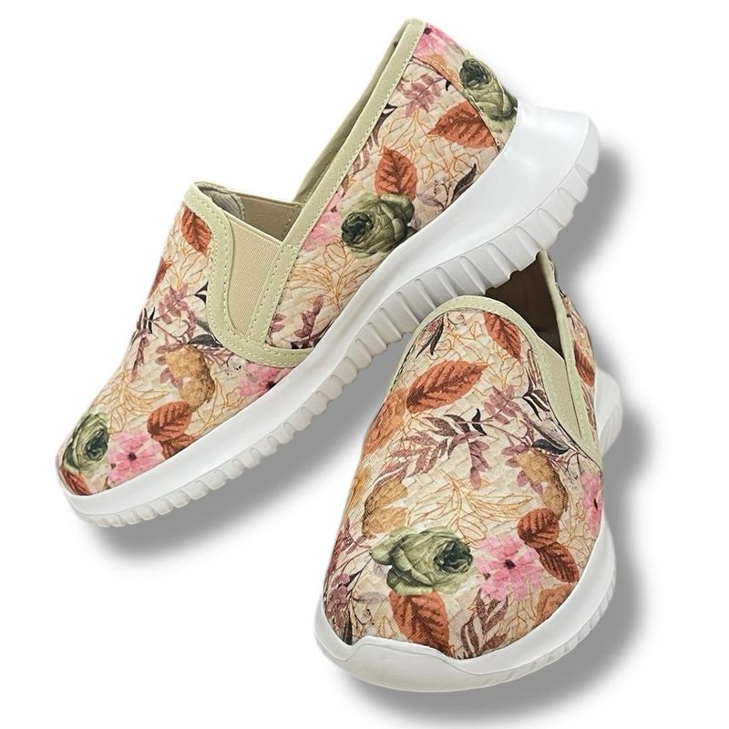 XIAN SHOES - Ultralivianos flores beige MUJER