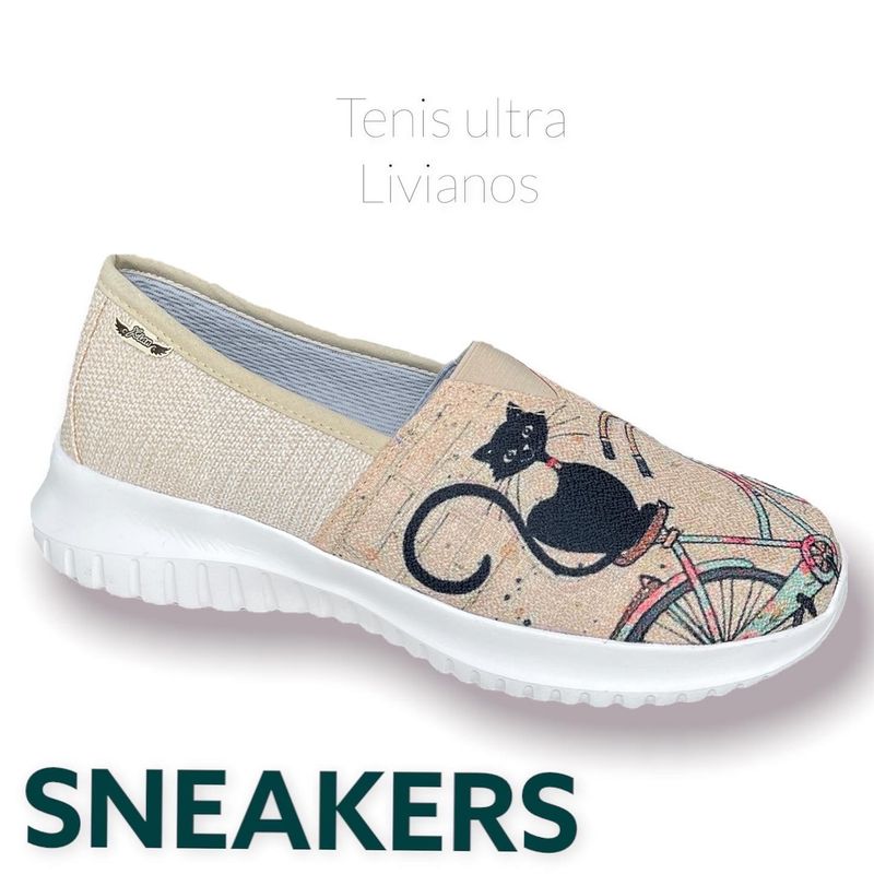 XIAN SHOES - Ultralivianos gatos beige MUJER