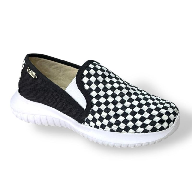 XIAN SHOES - Ultralivianos cuadros negro MUJER
