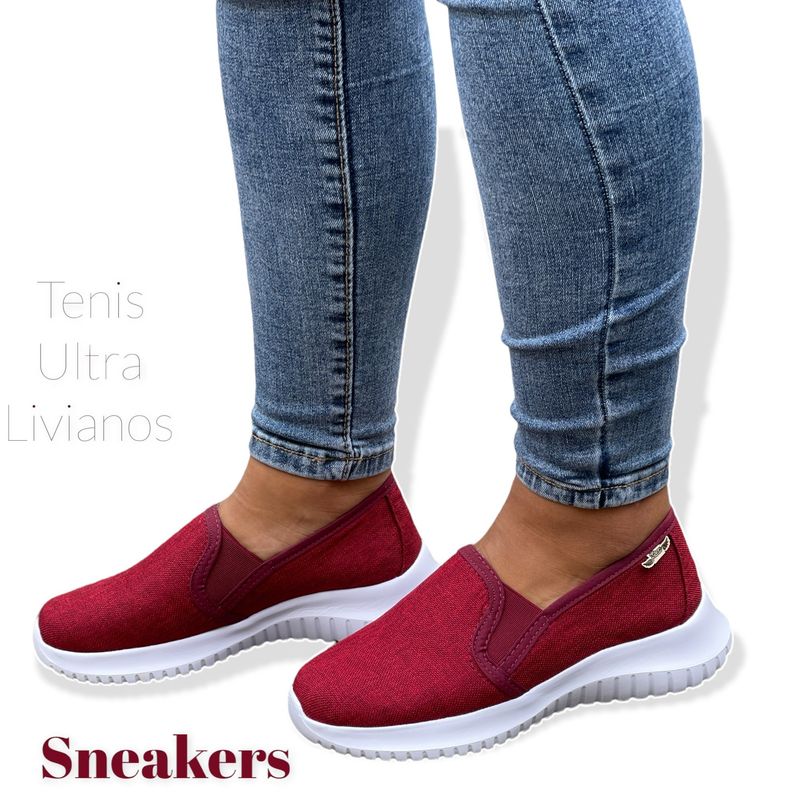 XIAN SHOES - Ultralivianos vinotinto MUJER