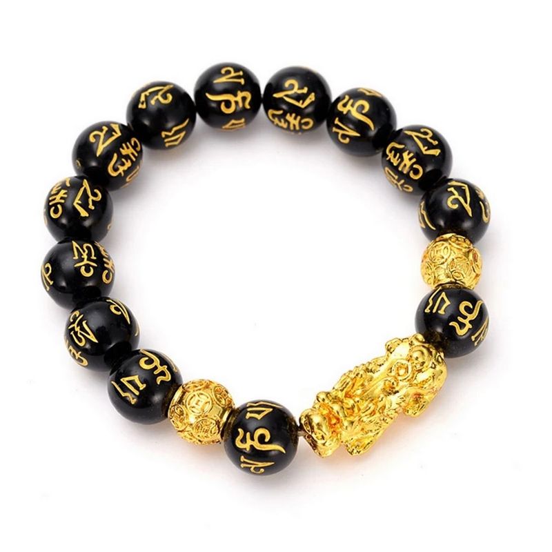 DAYOSHOP - Pulsera Obsidiana Feng Shui Pi Xiu Prosperidad  Estuche_.