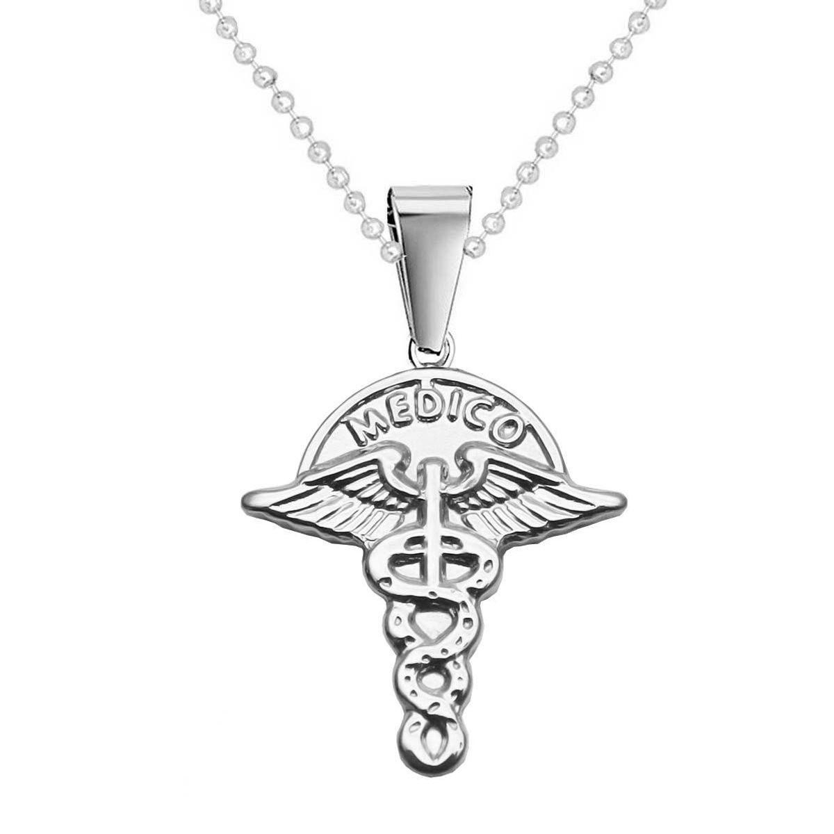 DAYOSHOP - Collar Médico Medicina Unisex Acero Inoxidable  Estuche_.
