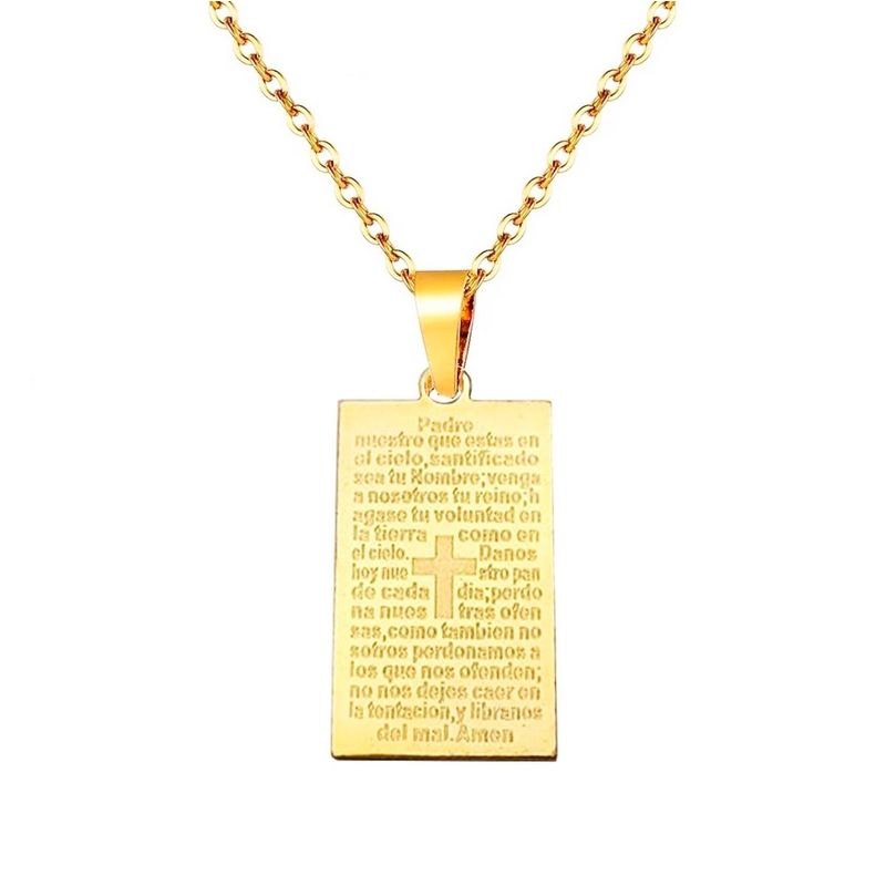 DAYOSHOP - Collar Padre Nuestro Placa Acero Inoxidable  Estuche_.
