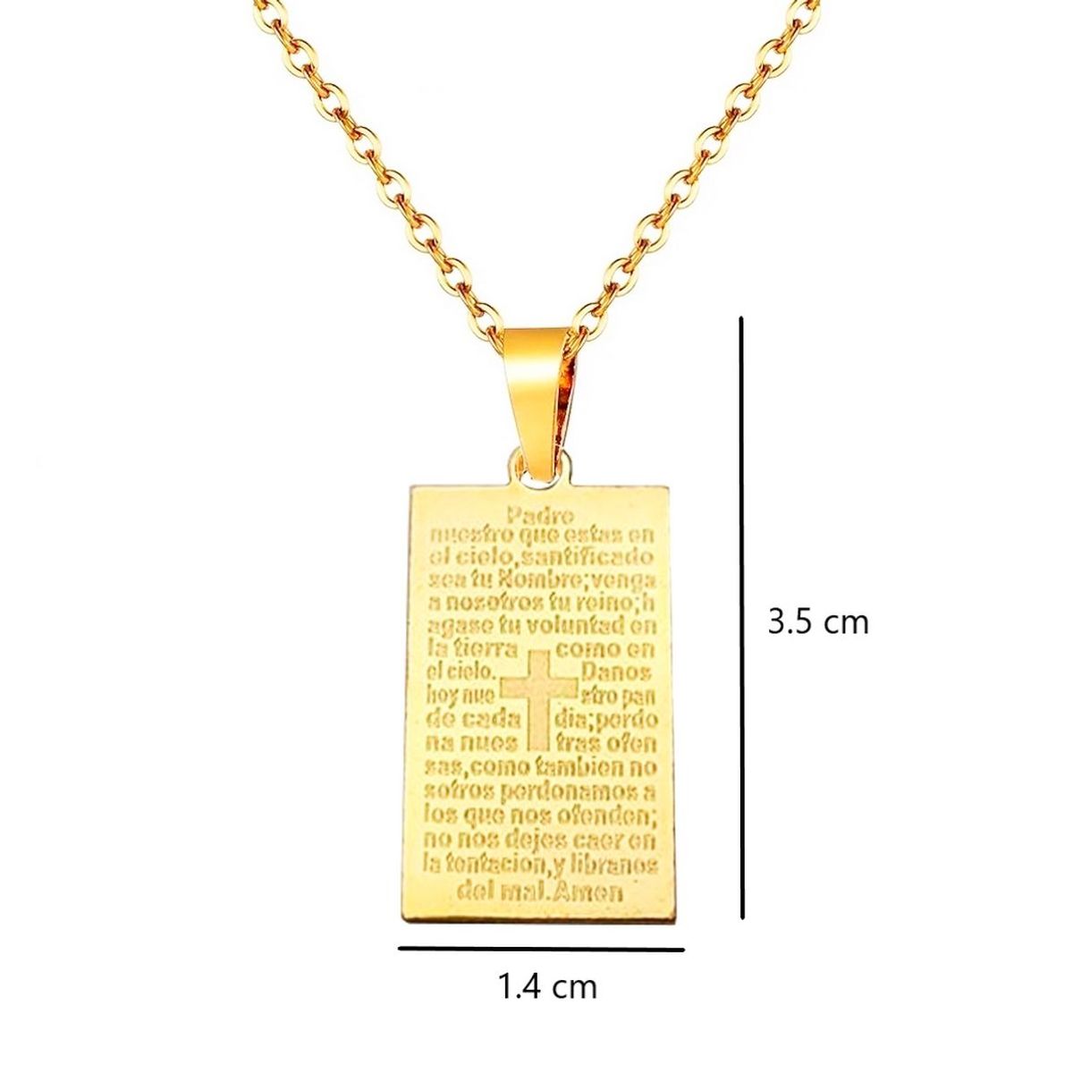 DAYOSHOP - Collar Padre Nuestro Placa Acero Inoxidable  Estuche_.