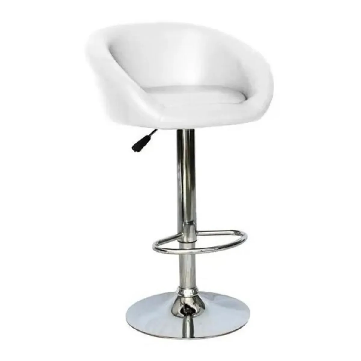 JX - Silla Bar tipo Puff  Acolchada Giratoria en Cuero PU Blanca